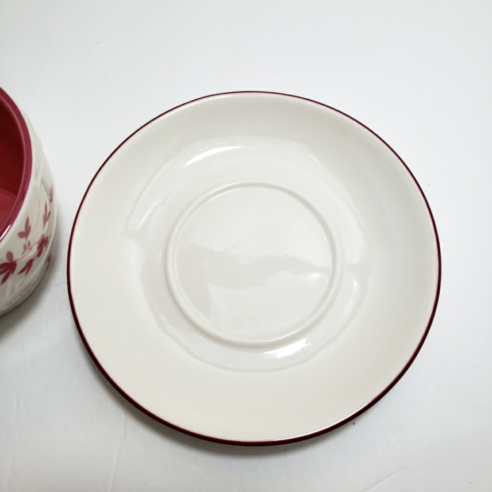 Starbucks 2006 Embossed Leaf Mug Cup and Saucer Pink Cream 9 oz - Picture 10 of 14